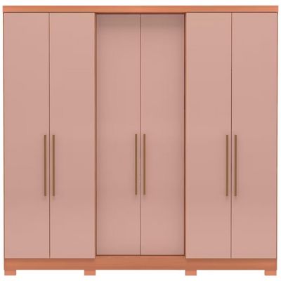 Guarda Roupa Casal Bartira Napoli UP 6 Portas 4 Gavetas 4 Prateleiras Avelã/Cappuccino