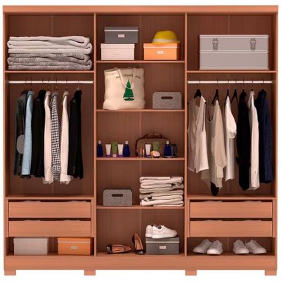 Guarda Roupa Casal Bartira Napoli UP 6 Portas 4 Gavetas 4 Prateleiras Avelã/Cappuccino