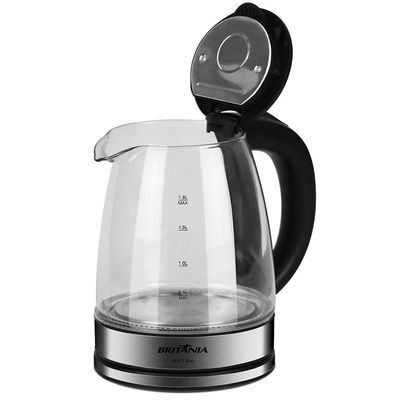 Chaleira Elétrica Britânia BCH11 Glass 1,8 L Preto com Transparente / 220V