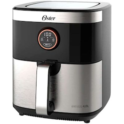 Fritadeira Elétrica Sem Óleo Air Fryer 2 em 1 Oster OFRT660 4,8L com Função Desidratar Preto com Inox / 110V