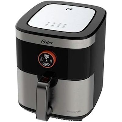 Fritadeira Elétrica Sem Óleo Air Fryer 2 em 1 Oster OFRT660 4,8L com Função Desidratar Preto com Inox / 110V