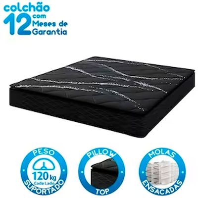 Colchão Queen Size New Italia Black com Molas Ensacadas Umaflex Preto