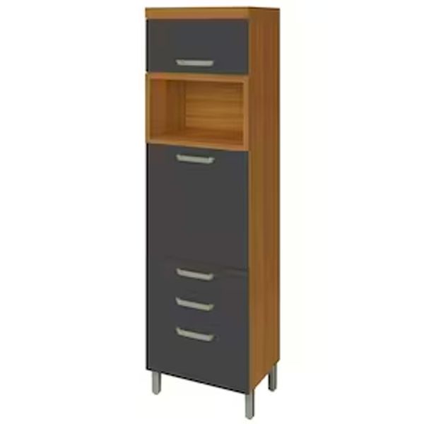 Paneleiro Princesa 2 Portas, 3 Gavetas e Prateleiras 64cm Nesher Freijo e Grafite