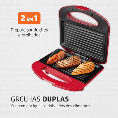 Sanduicheira Grill Mondial Red Premium S-19 Vermelha e Prata 127V 220V