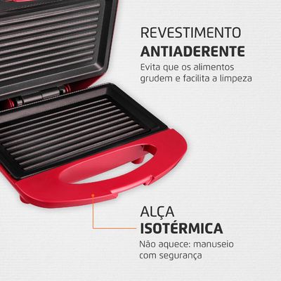 Sanduicheira Grill Mondial Red Premium S-19 Vermelha e Prata 127V 220V