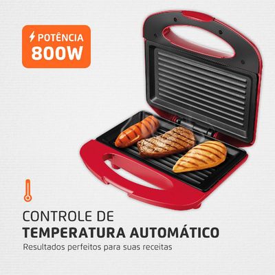 Sanduicheira Grill Mondial Red Premium S-19 Vermelha e Prata 127V 220V