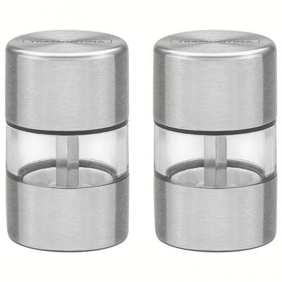 Conjunto de Mini Moedores Tramontina Realce em Aço Inox e Acrílico 2 Peças Inox com transparente