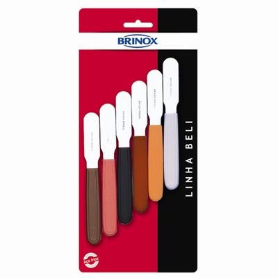 Espátulas para Manteiga e Patê Beli 6 Peças Brinox Colorido
