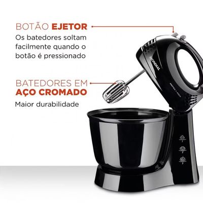Batedeira Mondial Prática Black B-44 com 3 Velocidades Preto / 220V
