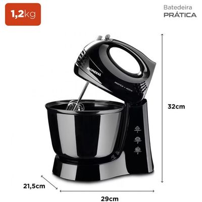 Batedeira Mondial Prática Black B-44 com 3 Velocidades Preto / 220V