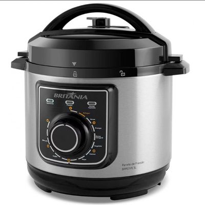 Panela Elétrica de Pressão BPP01PI 3L Britânia Inox com Preto / 110V