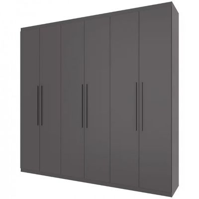 Guarda Roupa Casal Bartira Genova com 6 Portas 3 Gavetas e 236,7 cm Grafite