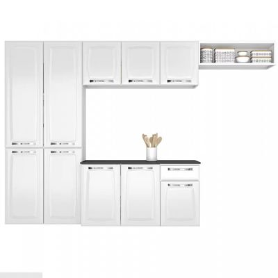 Cozinha Compacta Itatiaia Amanda Plus com 10 Portas 1 Gaveta e 8 Prateleiras 245cm de Largura Branco Neve