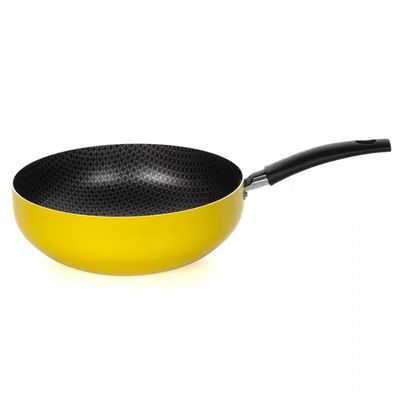 Frigideira Wok Multiflon Cabo e Antiaderente 24cm Amarelo