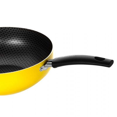 Frigideira Wok Multiflon Cabo e Antiaderente 24cm Amarelo