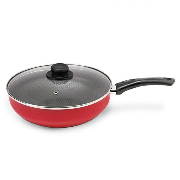 Frigideira Wok Paprika com Cabo e Tampa 24cm Multiflon Vermelho