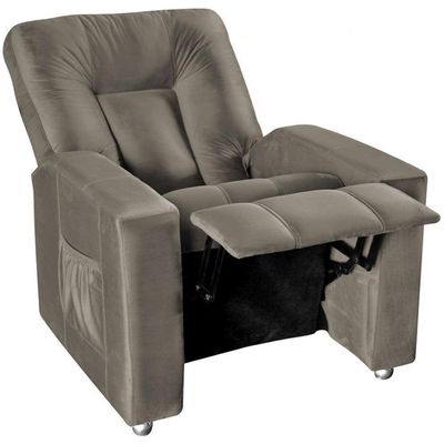 Poltrona Matrix MX5 Pallas com Encosto Reclinável e Apoio para os Pé Revestida em Veludo Cappuccino