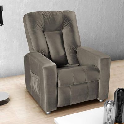 Poltrona Matrix MX5 Pallas com Encosto Reclinável e Apoio para os Pé Revestida em Veludo Cappuccino