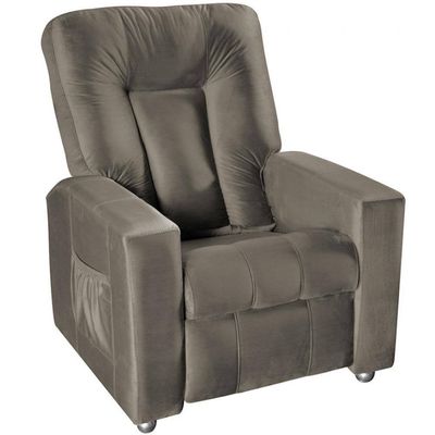 Poltrona Matrix MX5 Pallas com Encosto Reclinável e Apoio para os Pé Revestida em Veludo Cappuccino