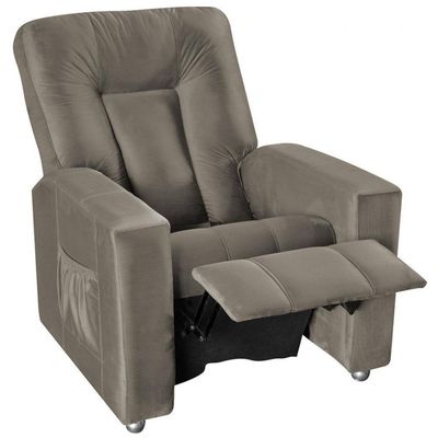 Poltrona Matrix MX5 Pallas com Encosto Reclinável e Apoio para os Pé Revestida em Veludo Cappuccino