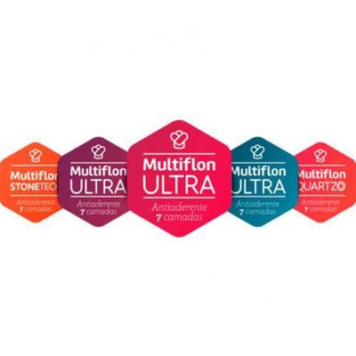 Panela Gourmet Multifllon com Tampa de Vidro e Antiaderente 16cm Preto
