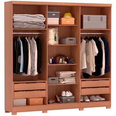 Guarda Roupa Casal Bartira Napoli UP 6 Portas 4 Gavetas 4 Prateleiras Avelã/Cappuccino