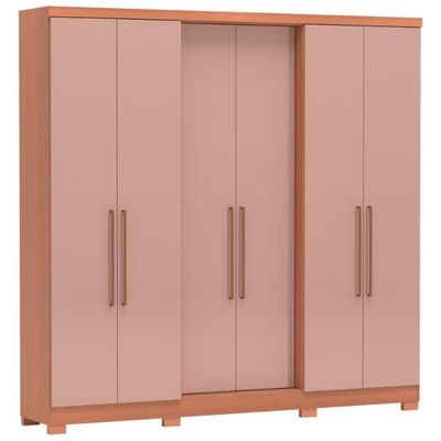 Guarda Roupa Casal Bartira Napoli UP 6 Portas 4 Gavetas 4 Prateleiras Avelã/Cappuccino