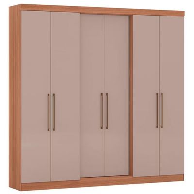 Guarda Roupa Casal Bartira Napoli UP 6 Portas 4 Gavetas 4 Prateleiras Avelã/Cappuccino