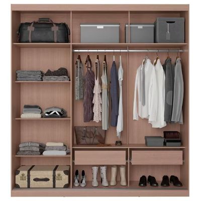 Guarda Roupa Casal Bartira Paris com Espelho 3 Portas de Correr e 2 Gavetas Avelã/Cappuccino