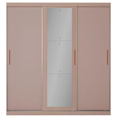 Guarda Roupa Casal Bartira Paris com Espelho 3 Portas de Correr e 2 Gavetas Avelã/Cappuccino