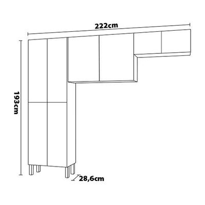 Cozinha Compacta Nala com 8 Portas 4 Prateleiras Kit`s Paraná Freijó/Gris