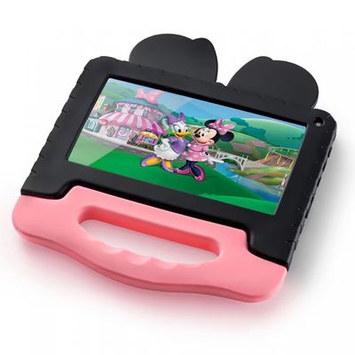 Tablet Infantil Multilaser Minnie NB414 Wi-Fi Tela de 7 64GB 4GB de RAM Android 13 Go Processador Quad-Core Preto e Rosa / Bivolt