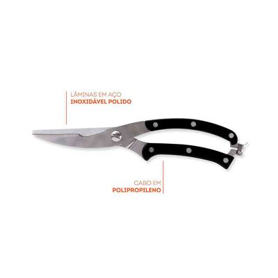 Tesoura Trinchante para Cozinha Brinox 10 Polegadas Aço Inox Preto com Inox