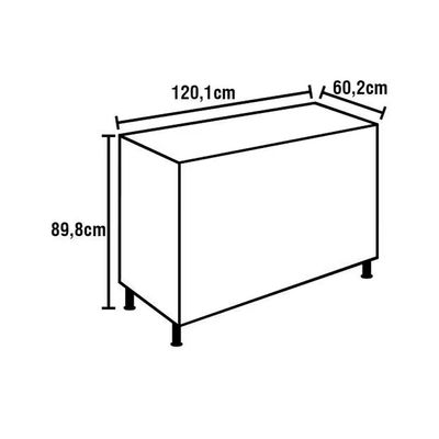 Balcão Triplo Bartira Rubi 2 Portas 3 Gavetas e 1 Prateleira 120,1cm de Largura Grapia Platinum