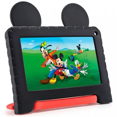 Tablet Infantil Multilaser Mickey NB413 Wi-Fi Tela de 7 64GB 4GB de RAM Android 13 Go Processador Quad- Core Preto e Vermelho / Bivolt