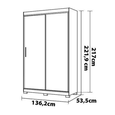Guarda Roupa Solteiro Bartira América com Espelho 2 Portas 2 Gavetas 136,2cm Largura Grafite