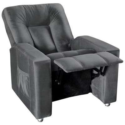 Poltrona Matrix MX5 Pallas com Encosto Reclinável e Apoio para os Pé Revestida em Veludo Cinza