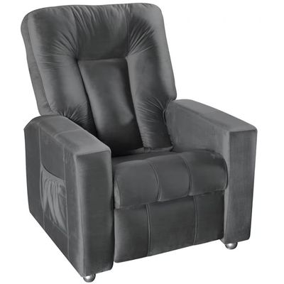 Poltrona Matrix MX5 Pallas com Encosto Reclinável e Apoio para os Pé Revestida em Veludo Cinza