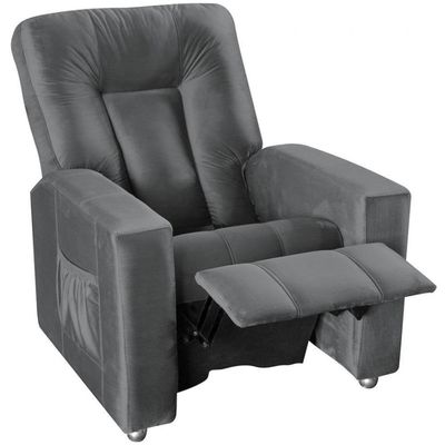 Poltrona Matrix MX5 Pallas com Encosto Reclinável e Apoio para os Pé Revestida em Veludo Cinza