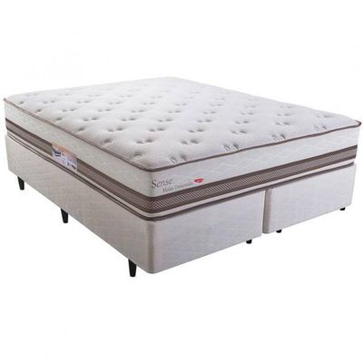 Cama Box Queen Size Herval Sense Com Molas Ensacadas 60x158x198 cm Bege
