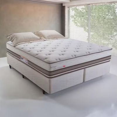 Cama Box Queen Size Herval Sense Com Molas Ensacadas 60x158x198 cm Bege