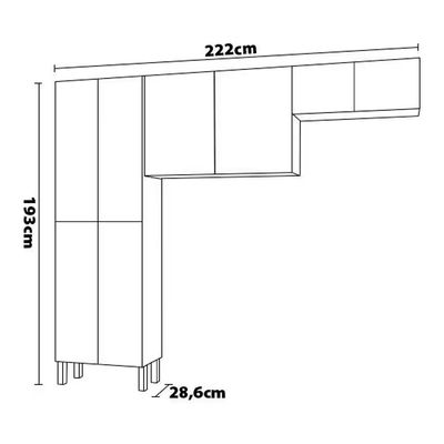 Cozinha Compacta Nala 8 Portas e 4 Prateleiras Kit`s Paraná Nogueira/Off White/Ripado