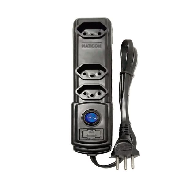 Filtro de Linha Bright 3 Tomadas Preto Filtro de Linha Bright 3 Tomadas Preto