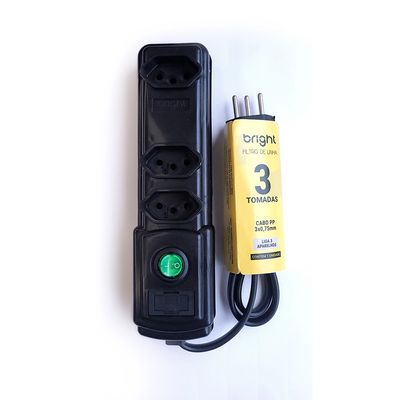 Filtro de Linha Bright 3 Tomadas Preto