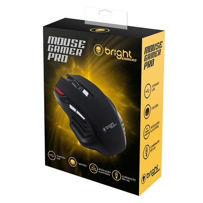 Mouse Gamer Bright Pro 0465 USB com Fio Preto
