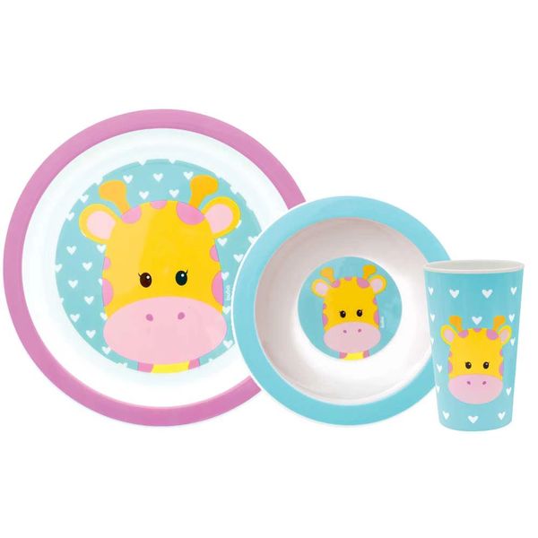 Kit Refeição Infantil Buba Girafa 3 Peças