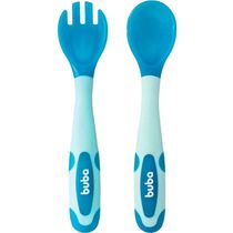 Kit Talheres Buba Flexível e Termossensível Azul