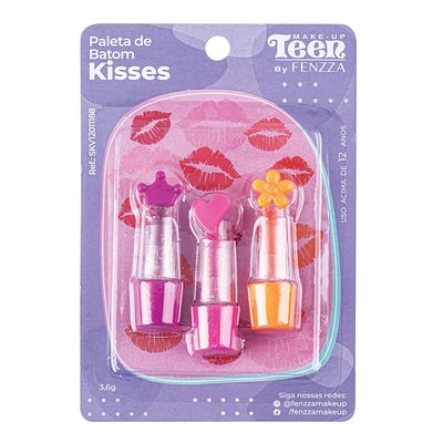Paleta de Batom Fenzza Kisses Teen com 3 Unidades