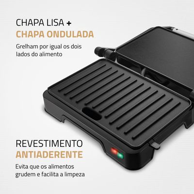 Master Press Duo 180 Mondial Preto e Inox 1000W PG-01-180 220V