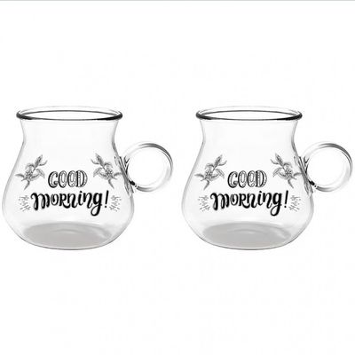 Jogo de Xícaras para Café Dynasty Coffee Borossilicato 350ml 2 Peças Transparente